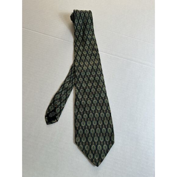 Paolo by Paolo Gucci Men's Neck Tie Green/Gold Geometric Italy 100% Silk Preppy - Picture 8 of 15